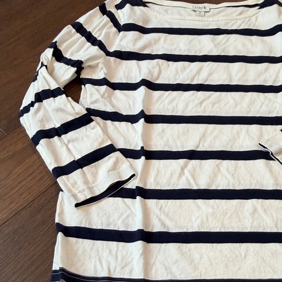 J. Crew Navy and White Striped Top Long Sleeve Medium - Picture 3 of 5